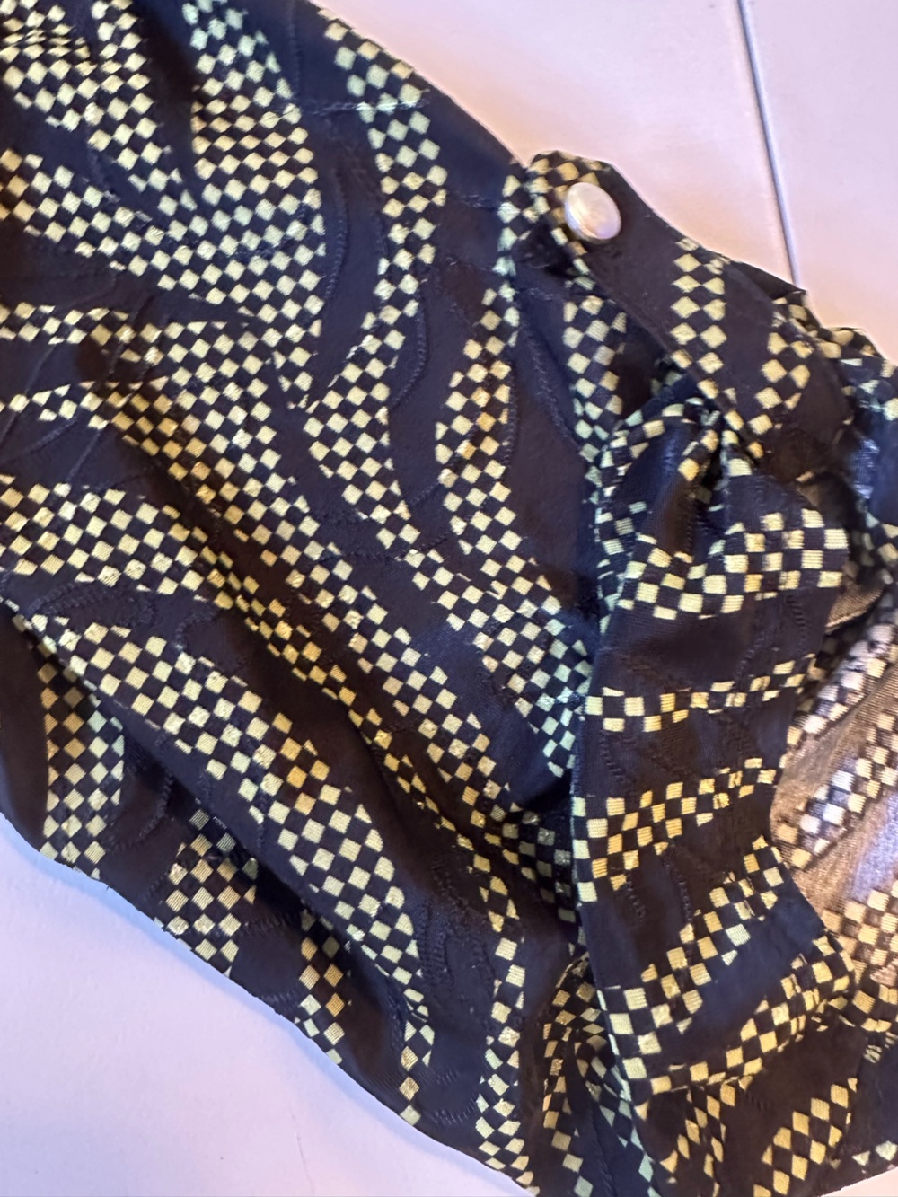 Black and Lime Patterned Button-Front ElasticTop - Picture 4 of 4